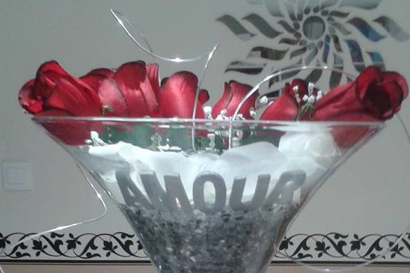 Vase martini décoré