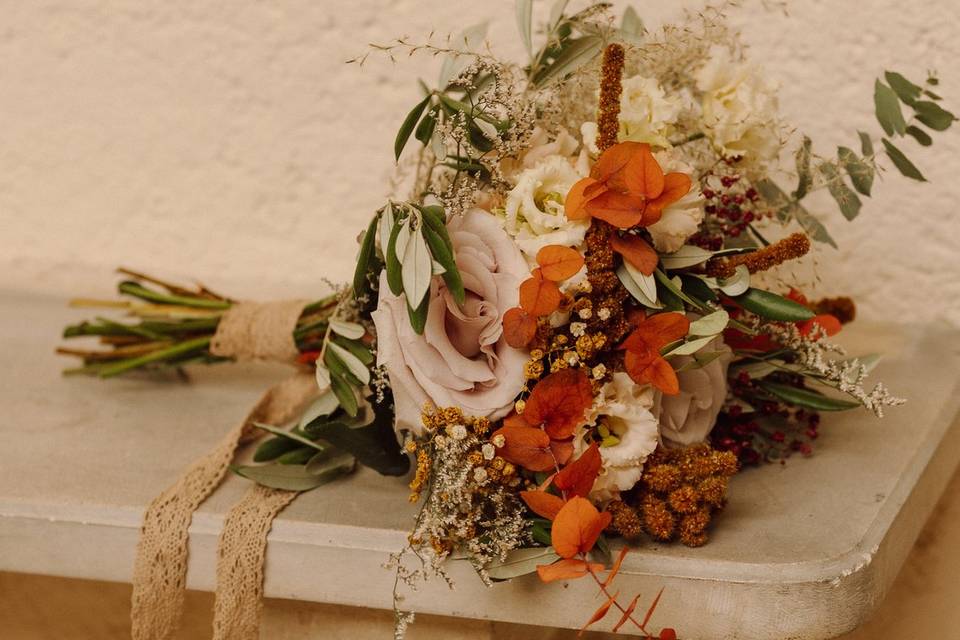 Bouquet de mariée terracotta