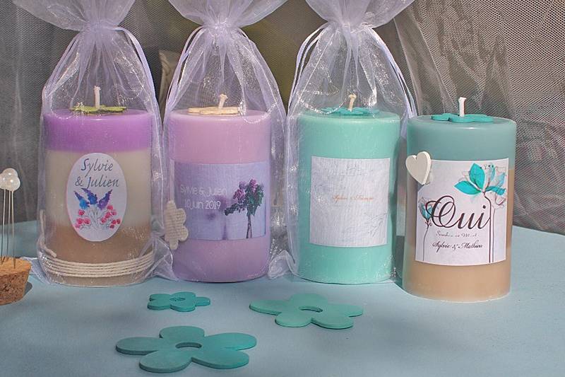 Bougies piliers en organza