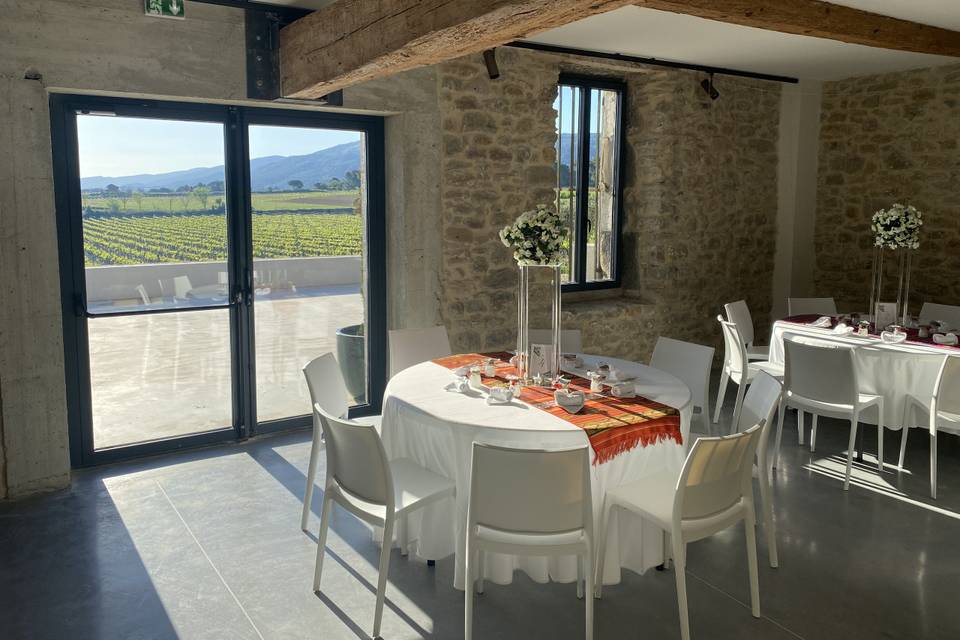 Vue grande salle sur vignes