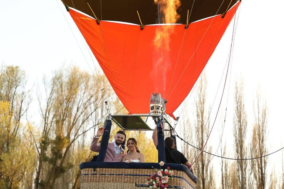 En montgolfière