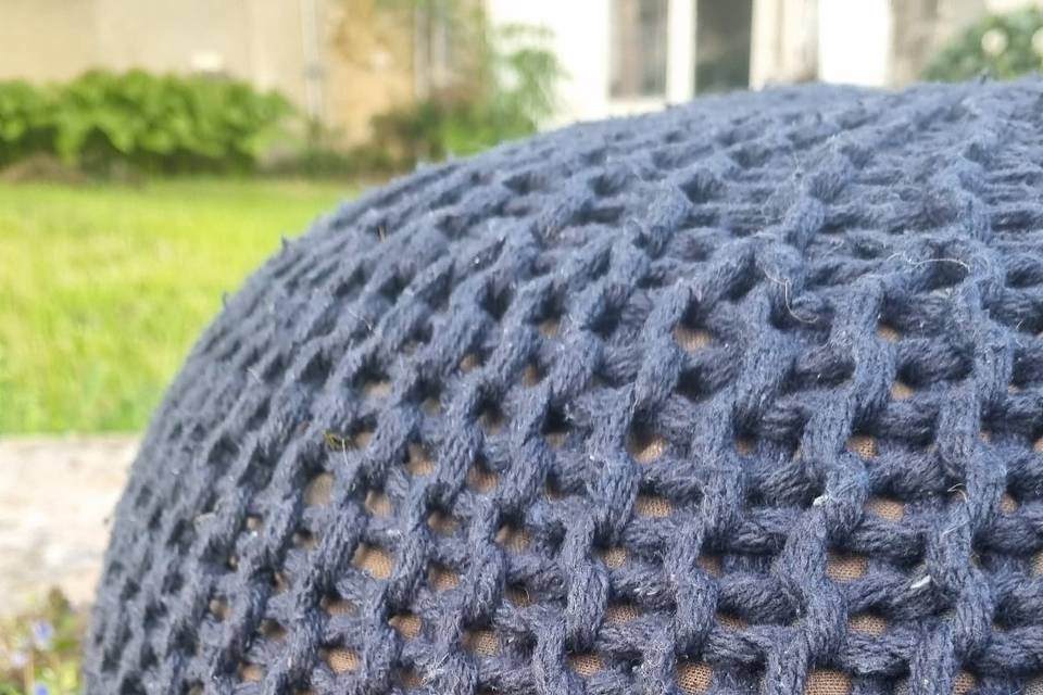 Pouf tissu bleu