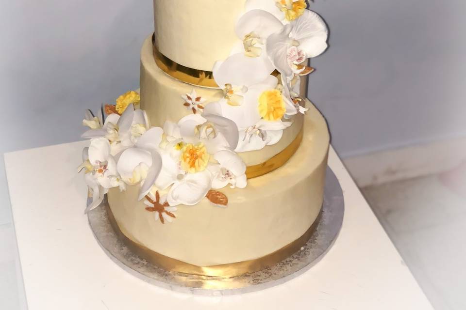 Wedding cake Gold orchidée