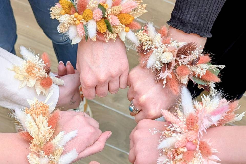 Bracelets en fleurs séchées