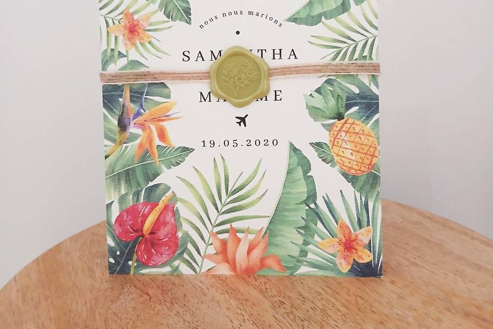 Faire-part mariage tropical
