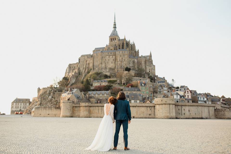 Les mariés au Mont St Michel