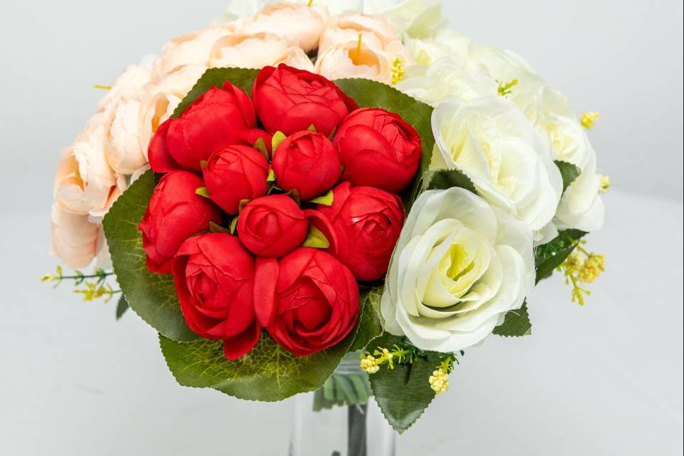 Bouquet rond blanc rouge