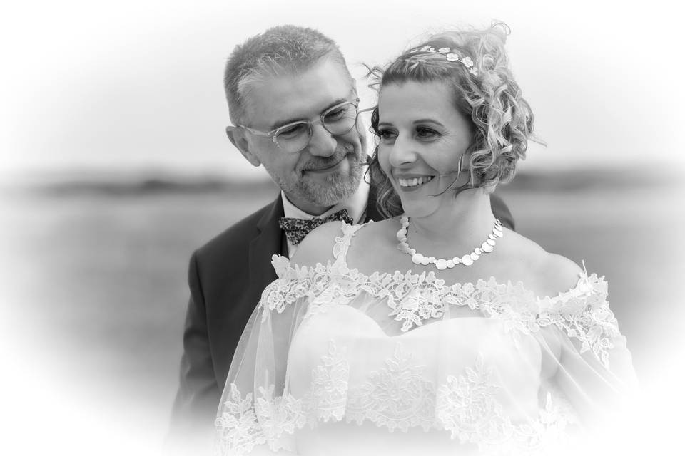 Portrait mariage noir et blanc