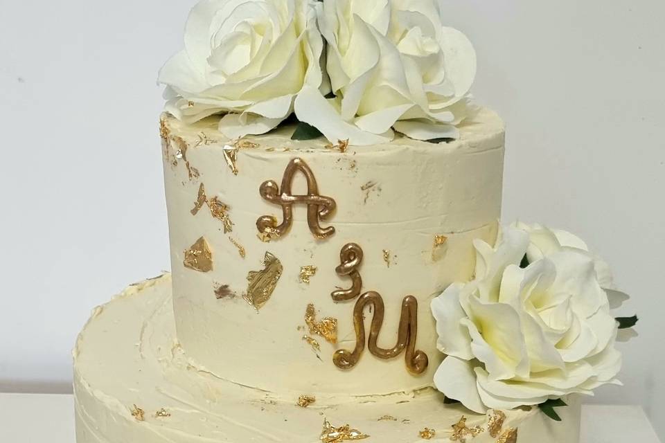 Gateau mariage finition crème