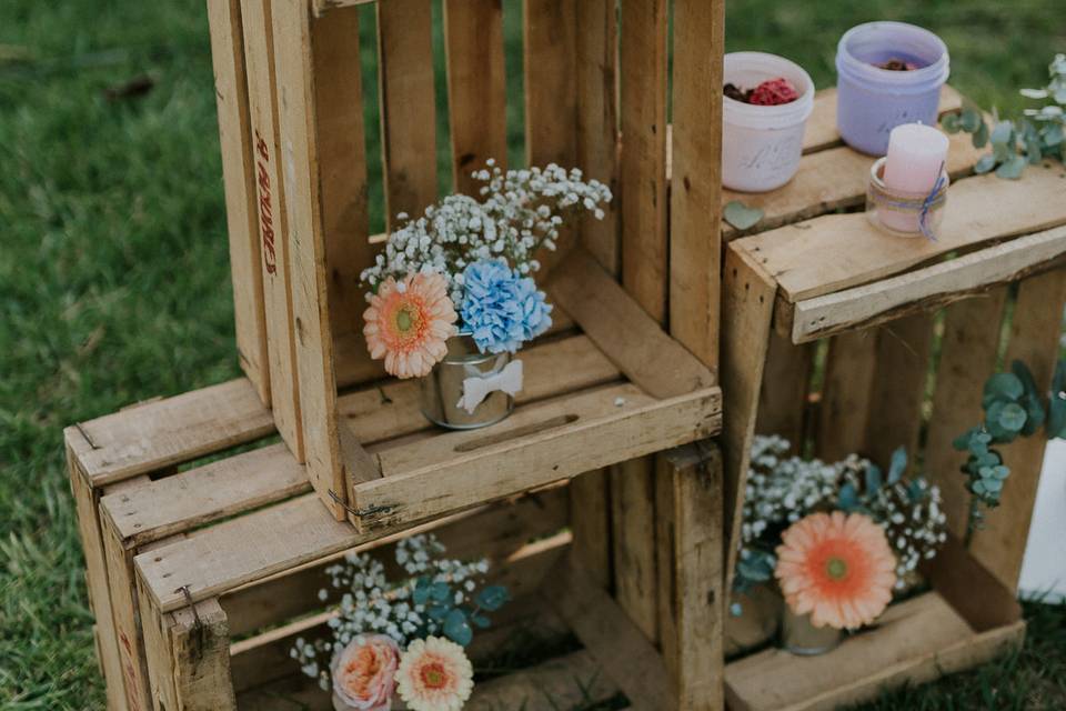 Mariage champêtre pastel